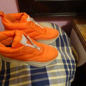 Sorel Out and About III high top sneaker, orange, women's size 9